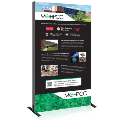 Large panel including information about MGHPCC at SC23 